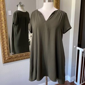 Medium Olive Green Tunic Dress with Pockets, Great Condition